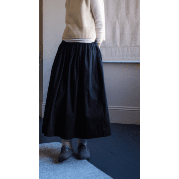 Elwin Black Gathered Full Skirt