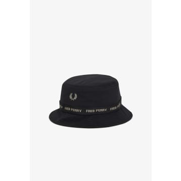 Fred Perry Men's Branded Taped Bucket Hat In Black