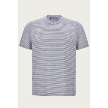 Canali Blue And White Striped Cotton And Linen T-shirt T0003-mj02041-300