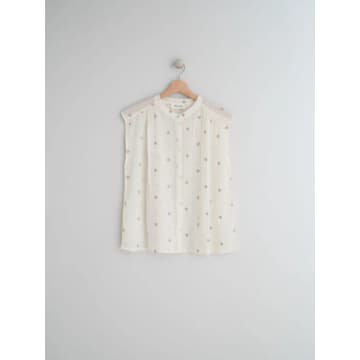 Indi And Cold Mc281 Floral Organic Cotton Blouse In White