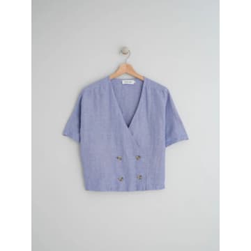 Indi And Cold Mi293 Wrap Blouse In Blue