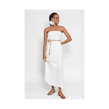 Sundress Anoushka Strapless Belted Midi Dress Size: M/l, Col: White