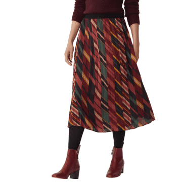 Nice Things Mixed Stripe Print Pleated Skirt From In Brown