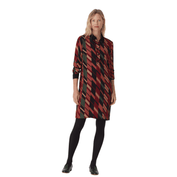 Nice Things Mixed Stripe Print Shirt Dress From In Brown
