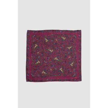 Drake's Birds Of Paradise Print Wool-silk Square Scarf Magenta In Purple