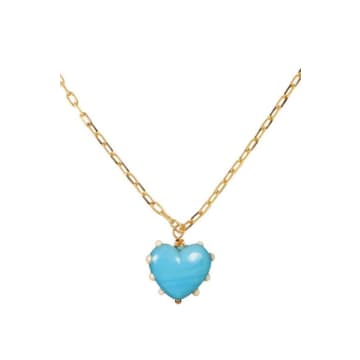 Sandralexandra Milagros Blue & Ivory Dot Heart & Link Chain Necklace