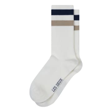 Les Deux Woods Rib Stripe Socks In White