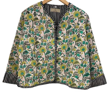 Behotribe  &  Nekewlam Jacket Cotton Quilted Reversable Floral Green