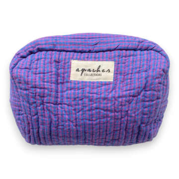Apaches Small Gaya Cotton Toiletry Bag Color: Electric Checks In Purple