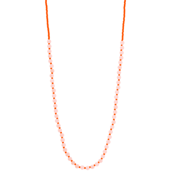 Hn Pink Mashan Jade & Orange Beaded Necklace