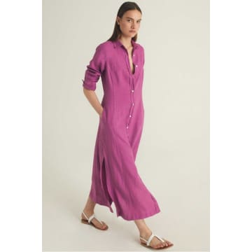 Rosso35 Linen Shirt Dress In Fuchsia Pink In Purple