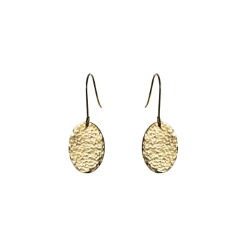 Shop Just Trade Asha Oval Small Drop Earrings In Brass