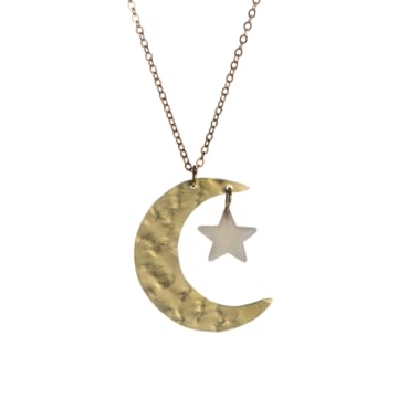 Just Trade Large Luna Moon Pendant Necklace In Gold