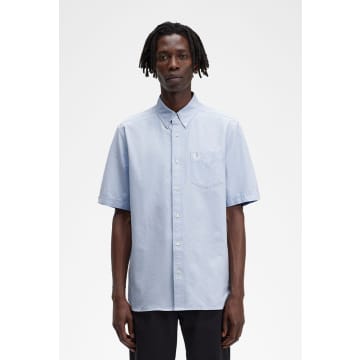 Fred Perry Mens Short Sleeve Oxford Shirt In Blue