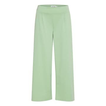 Ichi Kate Sus Wide Leg Cropped Trousers-sprucestone-20116301 In Green