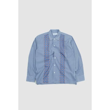 Universal Works Embroided Shirt Blue Classic Shirting
