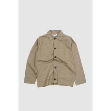 Universal Works Coverall Jacket Summer Oak Nearly Pinstripe In Green