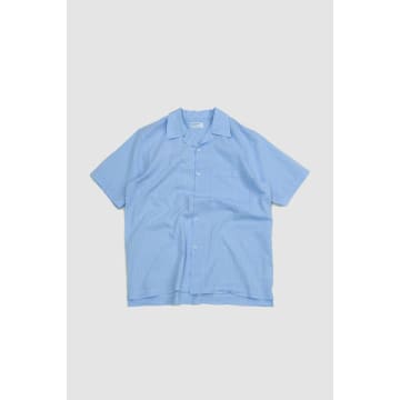Universal Works Camp Ii Shirt Pale Blue Onda Cotton