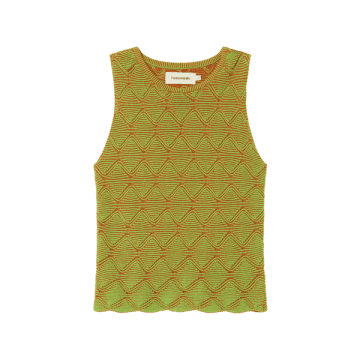 Thinking Mu W Top Parrot Aura Knitted Tank In Green