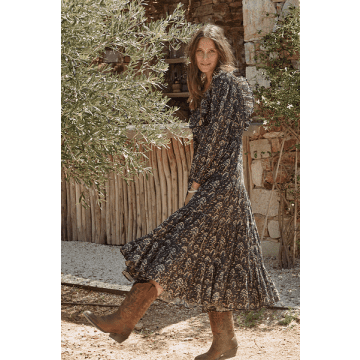 Mabe Seren Print Maxi Dress In Brown