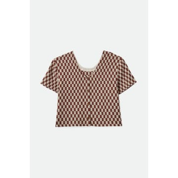 Brixton Small Check Short Sleeves Mykonos Woven Top In Neutral