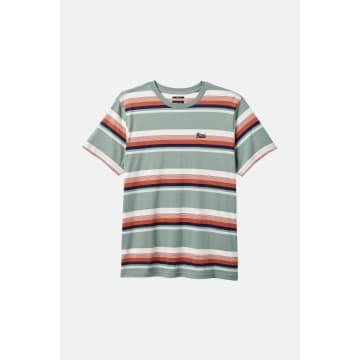 Brixton Chinois Green Terracotta And Off White Stripted Hilt Stith Short Sleeves T Shirt