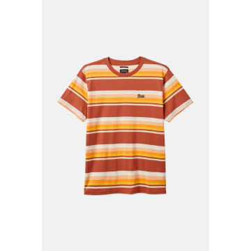 Brixton Terracotta Apricot And Off White Stripted Hilt Stith Short Sleeves T Shirt In Multi