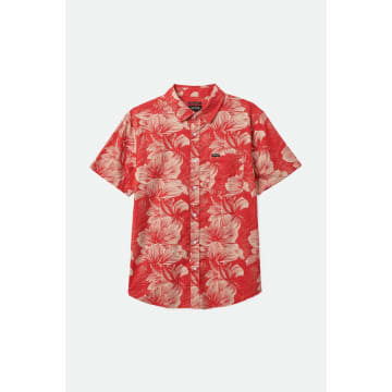 Brixton Casa Red And Oatmilk Floral Charter Printed Short Sleeves Woven Shirt
