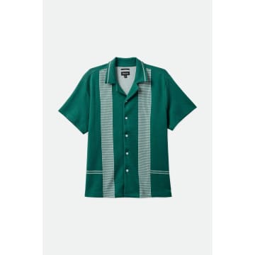 Brixton Bunker Jacquard Camp Collar Knitted Shirt In Green