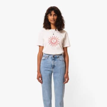 Nudie Jeans Joni Embroidery Sun T-shirt Off White