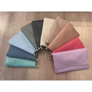 Anorak Marlon Italian Leather Clutch Bag With Detachable Strap In Neutrals