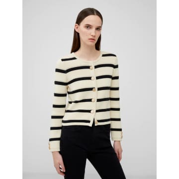 French Connection Marloe Knited Coatigan | Classic Cream/black In Neutrals