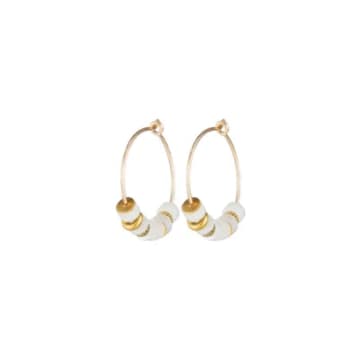 One & Eight Ltd 2514 Protective Vibes Hoop Earrings In Gold