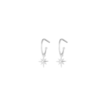 One & Eight Silver Starlight Hoop Stud Earrings In Metallic