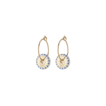 One & Eight White Etta Gold Hoop Earrings