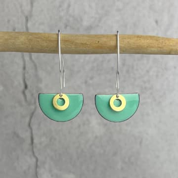 Lindsay Mcdowall Jewellery Sea Foam Semi Circle Earrings In Green