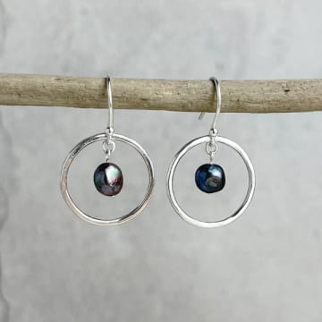 Lindsay Mcdowall Jewellery Peacock Pearl Hoop Earrings In Metallic