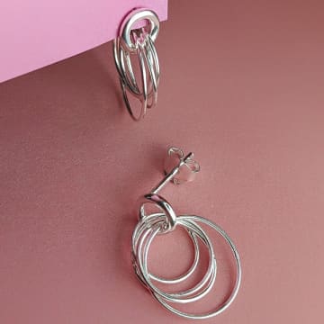 Vurchoo Silver Hoop Cluster Stud Earrings Soh 1102 In Metallic