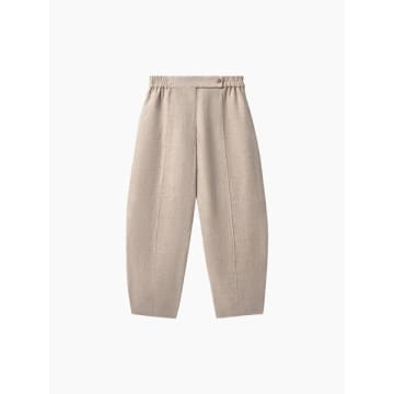 Cordera Melange Linen Curved Pants In Neutral