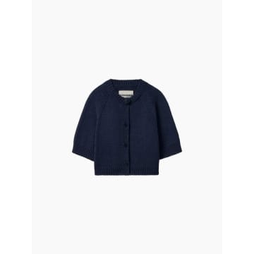 Cordera Cotton Buttoned Top Navy In Blue