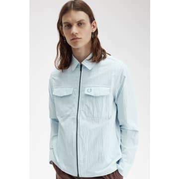 Fred Perry Mens Zip Overshirt In Blue