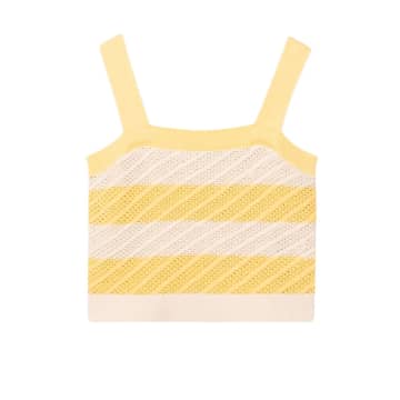 Paul Smith Womenswear Stripe Crochet Waistcoat Top In Yellow