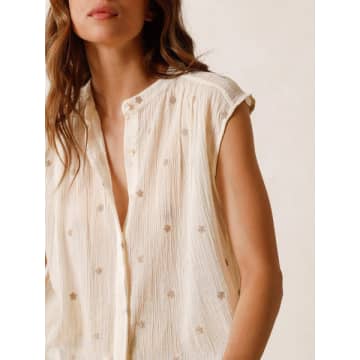 Indi And Cold All Over Embroidered Gauze Top In Neutral