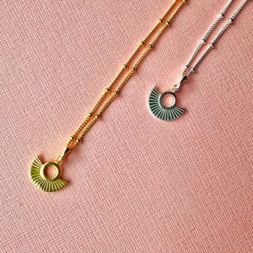 Vurchoo Gold Art Deco Fan Stud Chain Necklace Soh P1090