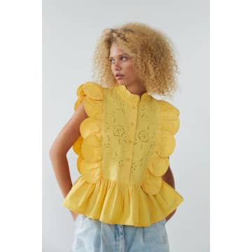 Stella Nova - Embroidery Anglaise Top In Yellow