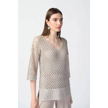 Joseph Ribkoff Open Stitch Sweater With Sequins In Gray