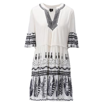 K Boho Dress With Volant In White