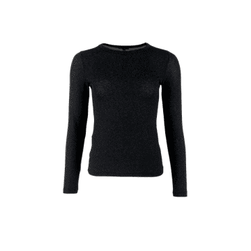 Black Colour Faye Long Sleeve Lurex Top In Black