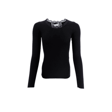 Black Colour Ivy Long Sleeve Lace Top In Black