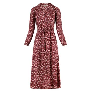Zusss Maxi Dress With Ikat Print Sand/reddish Brown In Neutrals